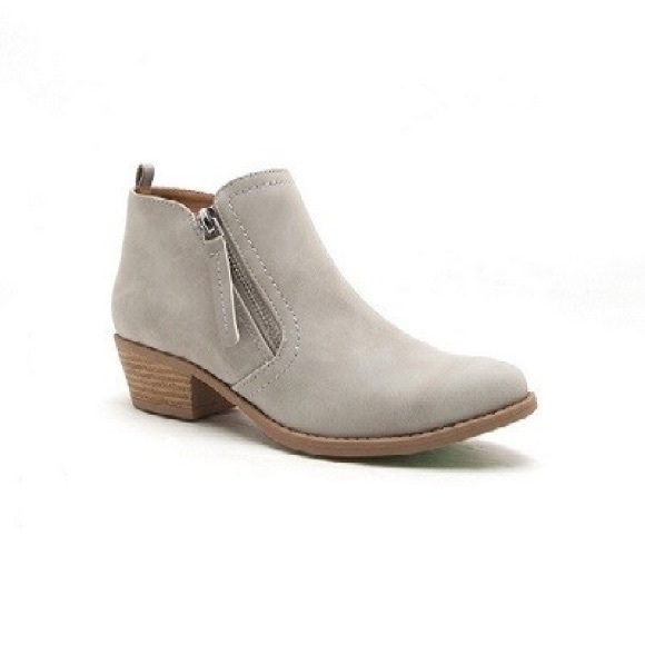 The Elaina Collection Grey Low Block Heel Booties - Picture 2 of 2